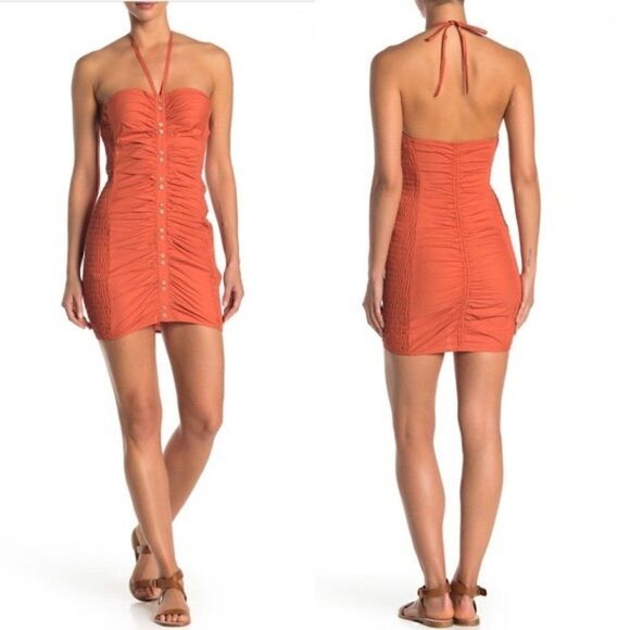 NEW Free People Hold On Mini Dress Red Rust Small - Picture 4 of 8